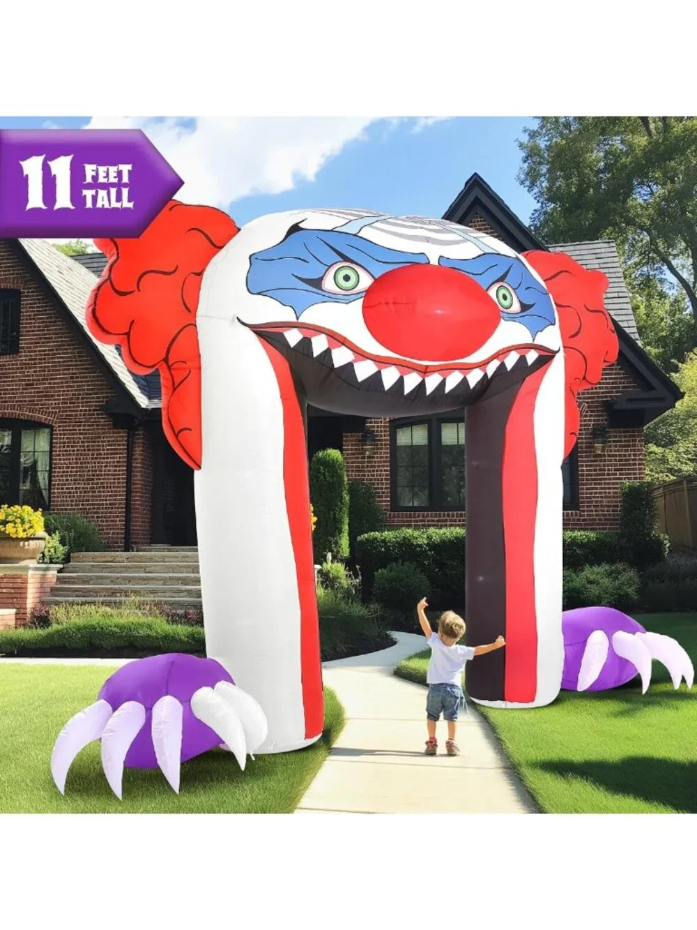 Giant 11 FT Creepy Clown Halloween Inflatable Archway - Outdoor Yard Decor